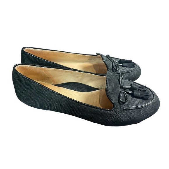 Nurture Gabbey Shoes Womens Size 7.5M Black Leather Comfort Loafer Flats Tassels - Picture 1 of 10